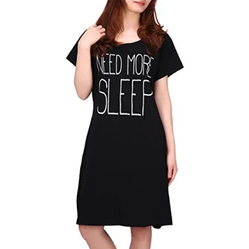HDE Women's Sleepwear Cotton Nightgowns Short Sleeve Sleepshirt Print Night Shirt S-5X (Large X-Larg...
