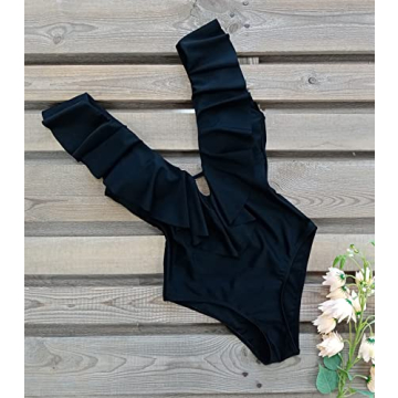 Shop SPORLIKE Women One Piece Ruffle Swimsuit