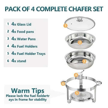 5 QT Stainless Steel Chafing Dish Buffet Set for Catering