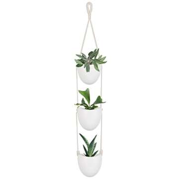 Mkono Ceramic Hanging Planter 3 Tier Indoor Wall Plant Holder
