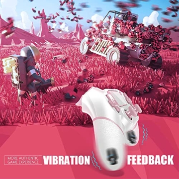 AceGamer Wireless PS4 Controller Pink-White Non-Slip Grip