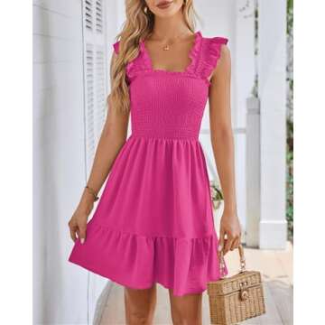 QegarTop Sundresses for Women 2024 Beach Dresses for Teen Casual Summer Smocked Short Tube Flowy Dre...