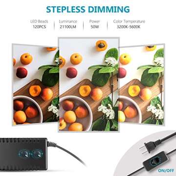 Neewer Bi-Color Dimmable 3000K-6500K Photo Studio Light Box 20 Inches Shooting Light Tent Foldable Portable Professional Booth Table Top Photography Lighting Kit 160 LED Lights 4 Color Backdrops