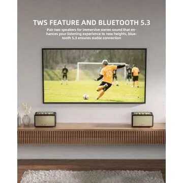 MLOVE A200 Portable Retro Bluetooth Speaker with Aux Input, USB Port, Micro SD Card Slot - Decorative Wireless Bookshelf Speakers for Home & Office, Battery Powered, Black and Gold