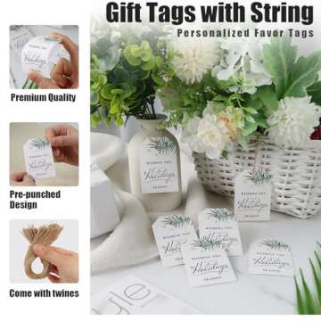 SallyFashion 75PCS Gift Tags, Kraft Paper Tags with String Happy Holidays Gift Tags for Wedding Birthdays Party Gift Baby Shower Bridal Shower