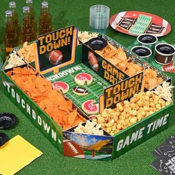 Gatherfun Football Party Supplies Kit - Complete Tailgate, Birthday & Celebration Snack Stadium Set | Essential Football Party Decorations & Favors