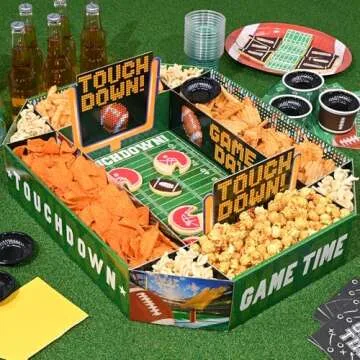Gatherfun Football Party Supplies Kit - Complete Tailgate, Birthday & Celebration Snack Stadium Set | Essential Football Party Decorations & Favors