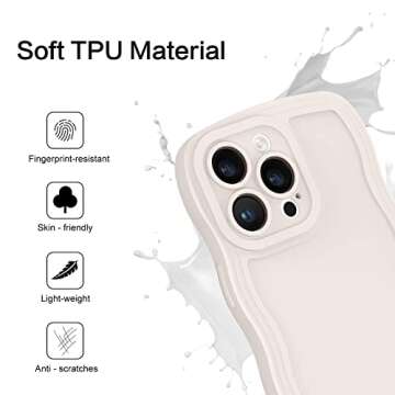 YINLAI Designed for iPhone 14 Pro Max Case 6.7 Inch, Cute Curly Wave Frame Shape Slim Soft Silicone ...