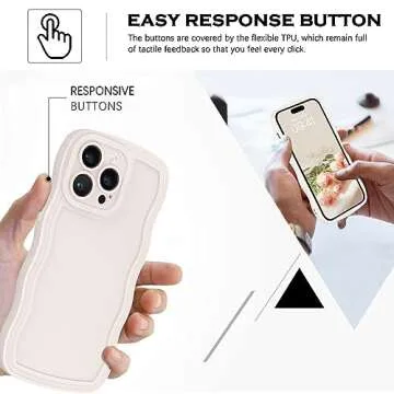 YINLAI Cute Curly Wave Frame Case for iPhone 14 Pro Max