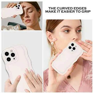 YINLAI Cute Curly Wave Frame Case for iPhone 14 Pro Max