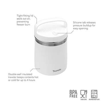 Tovolo 2 Quart Stainless Steel Traveler, Double-Wall Vacuum-Insulated Food Container, 2 Qt. Food Sto...