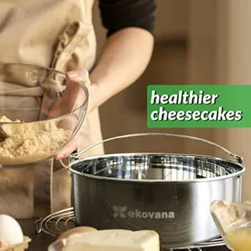 ekovana Stainless Steel Cheesecake Round Push Pan 6 inches by 3 inches - Compatible with 3 qt mini instant pot accessories