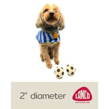 Lanco Small Dog Balls Squeaky Soccer Rubber Dog Toy Puppy (BlackSoccer)