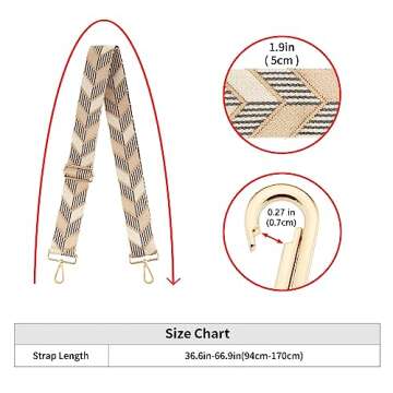 Wide Shoulder Strap Adjustable Replacement Belt Guitar Style Crossbody Bag Handbag Strap Multicolor Canvas Straps(Wide:2in)(Color6)