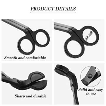 3 Packs Candle Wick Trimmer Candle Cutter Stainless Steel Wick Clipper Scissor Candle Tool (Matte Black)