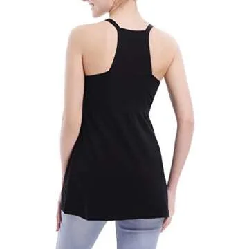SUIEK Women's Nursing Tanks Maternity Tops Racerback Breastfeeding Cami Bra Shirt (Medium, Black+Atrovirens+Dark Grey)