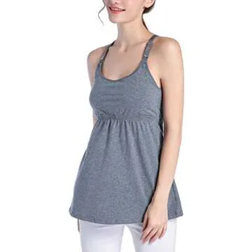 SUIEK Women's Nursing Tanks Maternity Tops Racerback Breastfeeding Cami Bra Shirt (Medium, Black+Atrovirens+Dark Grey)