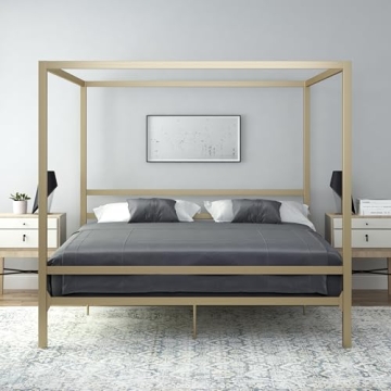 DHP King Canopy Bed - Modern Metal Design, No Box Spring