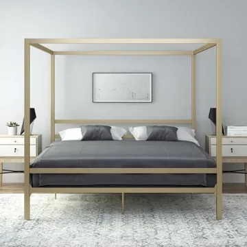 DHP King Canopy Bed - Modern Metal Design, No Box Spring