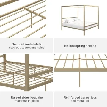 DHP King Canopy Bed - Modern Metal Design, No Box Spring
