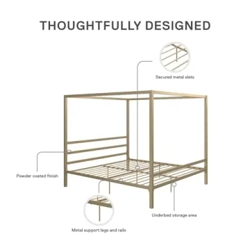 DHP King Canopy Bed - Modern Metal Design, No Box Spring