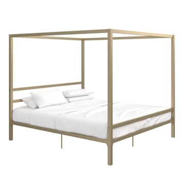 DHP King Canopy Bed - Modern Metal Design, No Box Spring