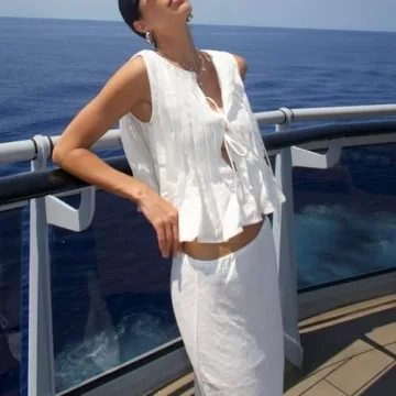 Women Line Bow Tie Front Tank Top Coquette Babydoll Peplum Blouse Y2k Ruffle Shirt Sleeveless Cute Aesthetic Clothes (Creamy White, S)