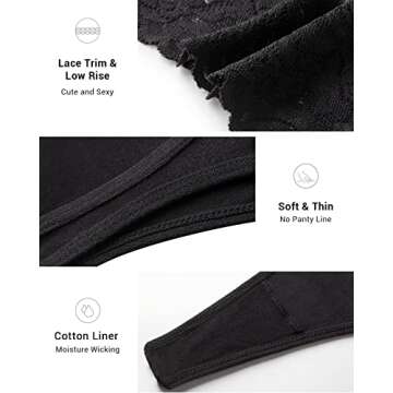 Jo & Bette 6 Pack Lace Thongs - Seamless, Soft, Sexy Underwear