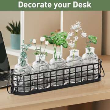 CUIWHRL Plant Propagation Station, Glass Terrarium for Hydroponic Plants, Metal Stand - Home & Office Decor