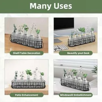 CUIWHRL Plant Propagation Station, Glass Terrarium for Hydroponic Plants, Metal Stand - Home & Office Decor