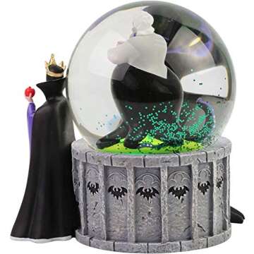 Department 56 Disney Villains Ursula, Maleficent and Evil Queen Lit Waterglobe Waterball, 5.91 Inch, Multicolor
