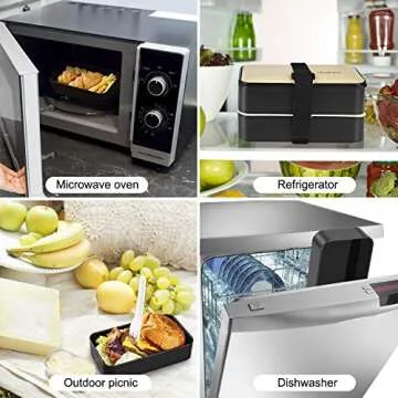 Stylish 2-Tier Lunch Bento Box with Adjustable Strap