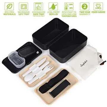 Stylish 2-Tier Lunch Bento Box with Adjustable Strap