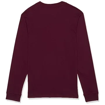 Hanes Beefy Long Sleeve Henley Shirt in Mulled Berry