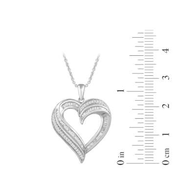 Sterling Silver Diamond Heart Pendant Necklace for Women