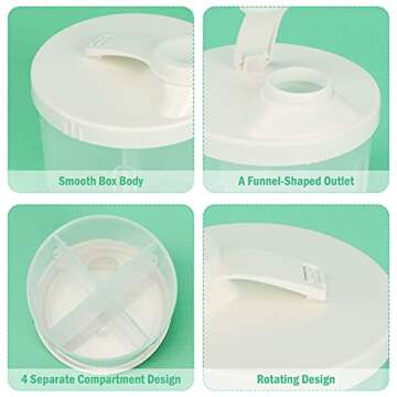 Accmor Baby Formula Dispenser On The Go, Non-Spill Rotating Four-Compartment Formula Container to Go...