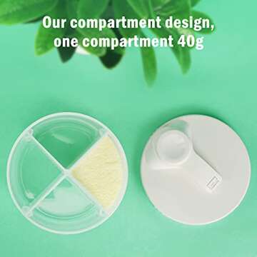 Accmor Baby Formula Dispenser On The Go, Non-Spill Rotating Four-Compartment Formula Container to Go, Milk Powder Kids Snack Container for Infant Toddler Travel Outdoor, White, 2 Pack