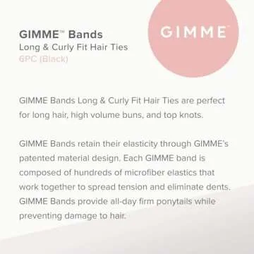 Gimme Beauty - Long & Curly Fit Hair Ties - Black Onyx - Damage Free Hair Ties - Seamless Microfiber...