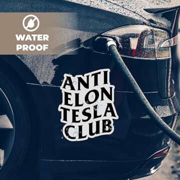 2pcs Waterproof Elon Tesla Club Bumper Stickers
