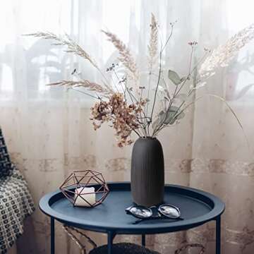 Portsea Lines Premium Clay Vase in White - Toughened Ceramic Vase - 10" Height Indoor Table Decor - Flower Vase (Black)