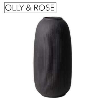 Portsea Lines Premium Clay Vase in White - Toughened Ceramic Vase - 10" Height Indoor Table Decor - Flower Vase (Black)