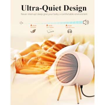 Gaiatop Space Heater, Cute and Powerful, 1000W Small Electric Heaters for Indoor Use, 3 Modes PTC Ceramic Fast Heating, Overheating & 45° Tip-Over Protection, Portable for Home Office Pink