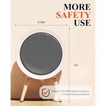 Gaiatop Space Heater, Cute and Powerful, 1000W Small Electric Heaters for Indoor Use, 3 Modes PTC Ceramic Fast Heating, Overheating & 45° Tip-Over Protection, Portable for Home Office Pink