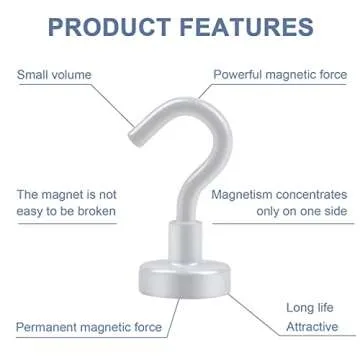 DIYMAG Magnetic Hooks, 30Lbs Strong Heavy Duty Cruise Magnet S-Hooks for Classroom, Fridge, Hanging, Kitchen etc, (6 Pack-White)