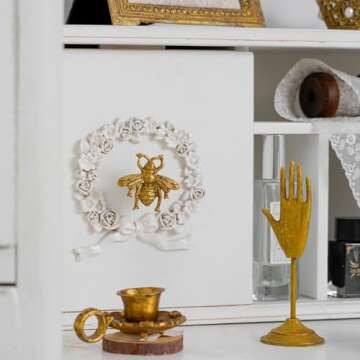 SOFFEE DESIGN Set of 6 Vintage Gold Zinc Cabinet Knobs, Decorative Metal Bee Shape Knobs Pull Handle...