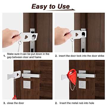 Portable Door Lock Great for Travel Bring Better Safety and Privacy Suitable for School, Dormitory, Rented Rooms, Airbnb, Hotel, Home, Motel