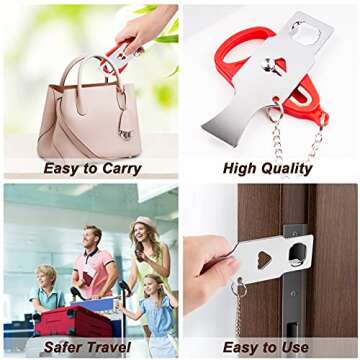 Portable Door Lock Great for Travel Bring Better Safety and Privacy Suitable for School, Dormitory, Rented Rooms, Airbnb, Hotel, Home, Motel