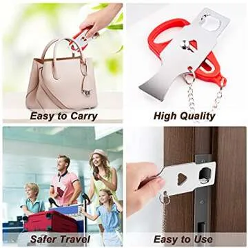 Portable Door Lock Great for Travel Bring Better Safety and Privacy Suitable for School, Dormitory, Rented Rooms, Airbnb, Hotel, Home, Motel