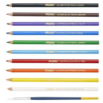 Prang Watercolor Colored Pencils, Includes Brush, Assorted Colors, 10 Count (23650)