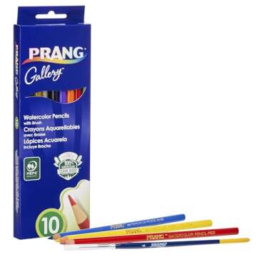 Prang Watercolor Colored Pencils, Includes Brush, Assorted Colors, 10 Count (23650)